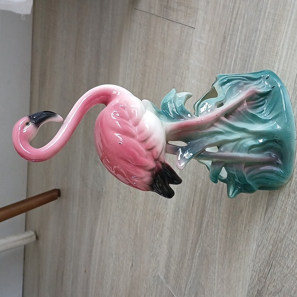 Vintage MCM pink flamingo planter tropical old Florida - Picture 2 of 11
